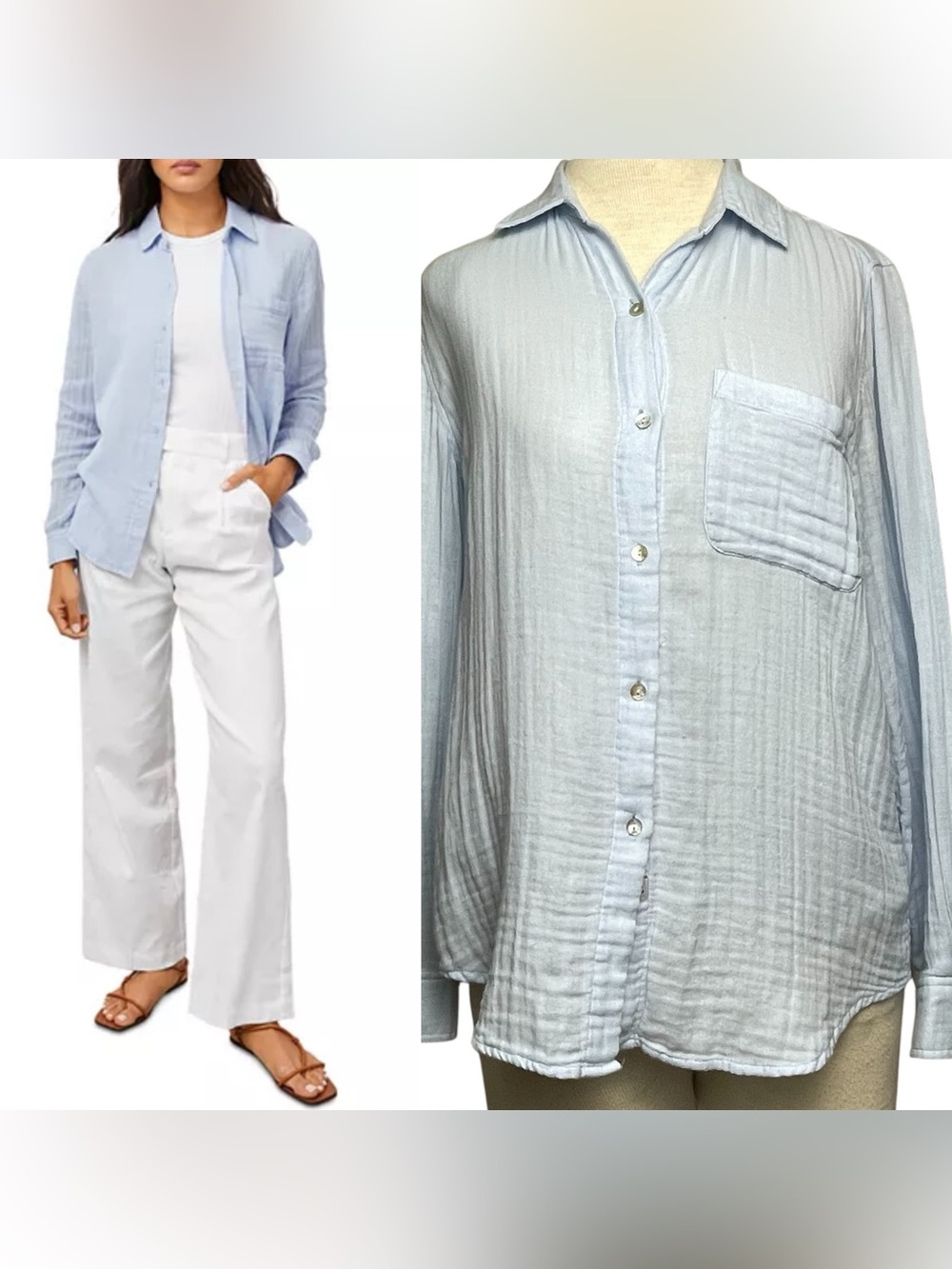 Rails Sz S Ellis Button Down Shirt Blue Bluebell Cotton Gauze Casual Beachy